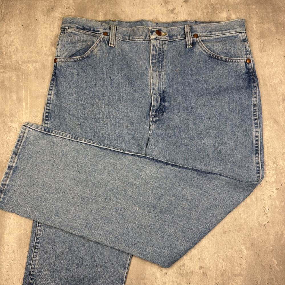 Wrangler 936 Cowboy Cut Jeans Mens 38x30 Light Wash Slim Fit Western Denim USA